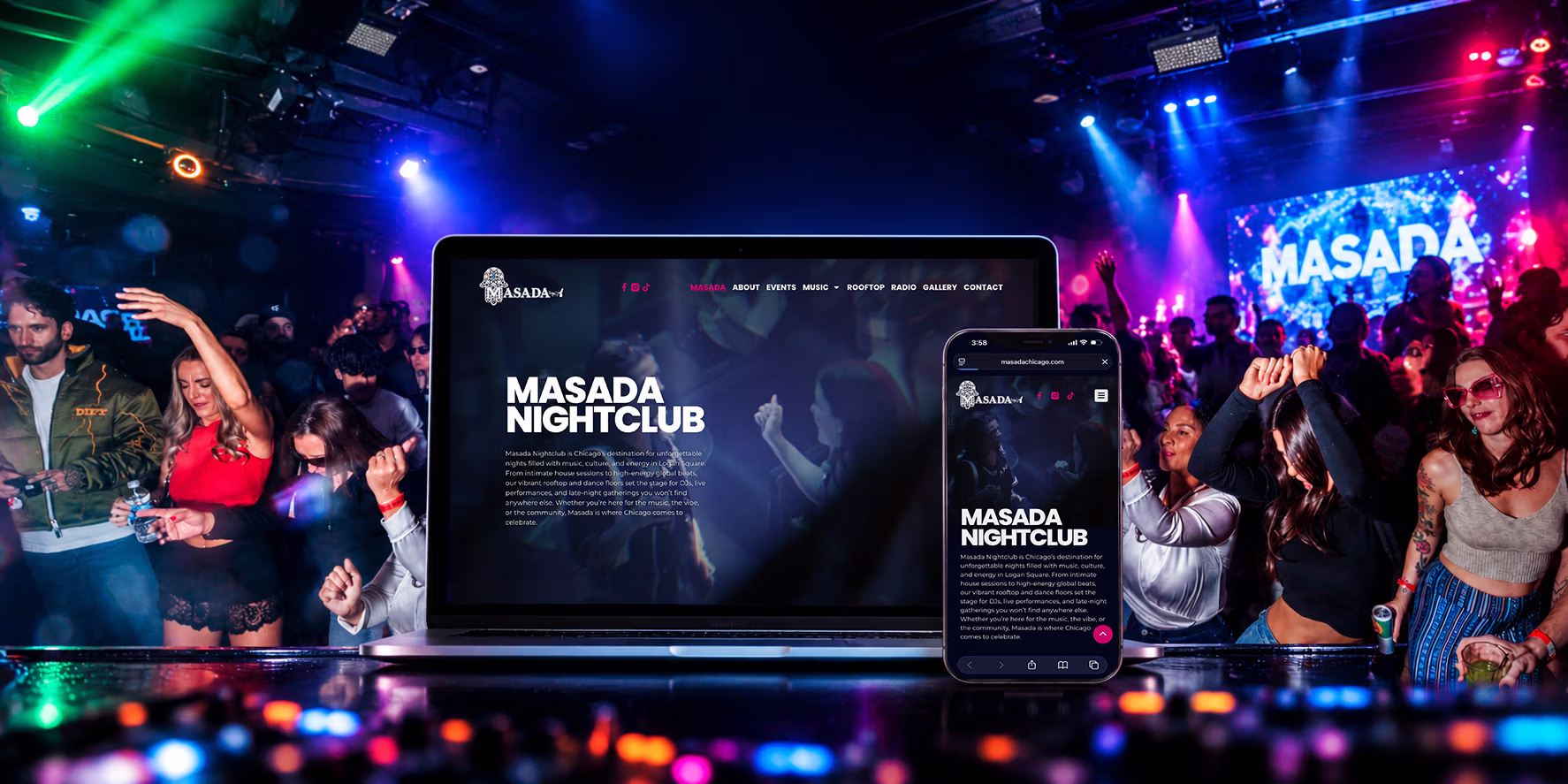 Masada Nightclub Web Design UX:UI Brand Management